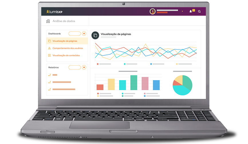 Imagem ilustrativa de um notebook com analytics do LumisCX